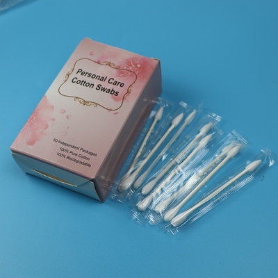 Rond de papier enveloppé individuel de bâton et tampon de coton aigu pour le soin personnel