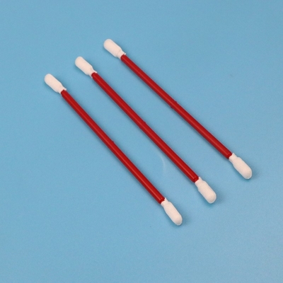 Écouvillon résistant dissolvant non pelucheux de Cleanroom incliné par polyester de tergal avec la poignée rouge