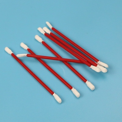 Écouvillon résistant dissolvant non pelucheux de Cleanroom incliné par polyester de tergal avec la poignée rouge