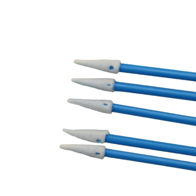 Tête d'éponge pointue pointue 76 mm écouvillons en mousse poignée bleue pour le nettoyage de précision