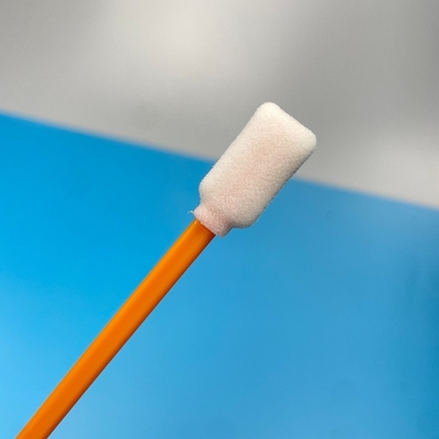 Couleur orange Swabs à pointe de mousse Tête rectangulaire Solid PP Handle Lint Free Swab