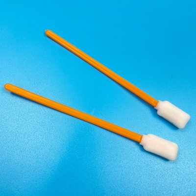 Couleur orange Swabs à pointe de mousse Tête rectangulaire Solid PP Handle Lint Free Swab