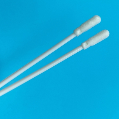 Tige en PP de 8 cm avec écouvillon stérile à embout en mousse et tube pour l'échantillonnage environnemental de surfaces en laboratoire