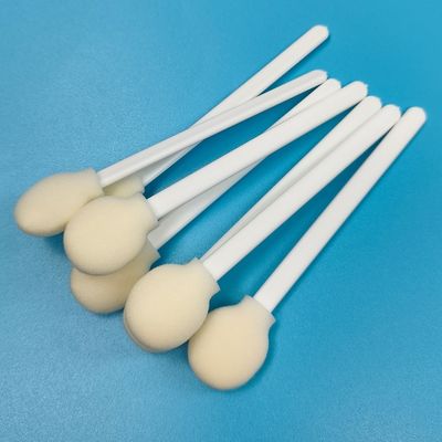 Applicateur de tamis en mousse ronde médicale à usage unique en PP blanc avec une longueur totale de 108 mm