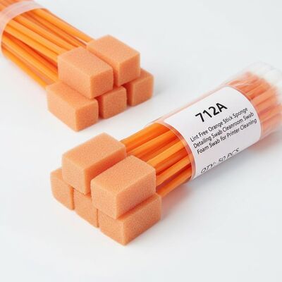 712A Écouvillon en éponge sans peluches orange, écouvillon de détail, écouvillon en mousse rectangulaire pour le nettoyage d'imprimante