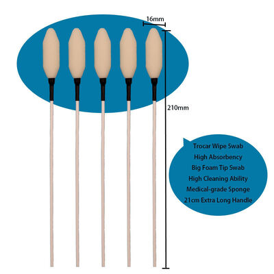 Bâton Long jetable en PP de 21cm, éponge de nettoyage médical, pointe en mousse, lingette Trocar pour hôpital
