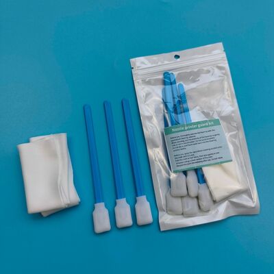 High Cleaning Ability Blue PP Stick Rectangular Sponge Detailing Swab Foam Tip Swab Printer Cleaning Kit with Polyester Wipes