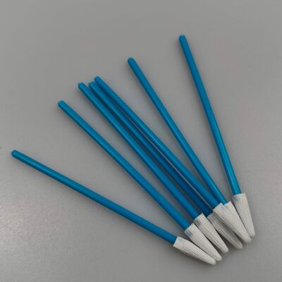 Écouvillon non pelucheux à poignée bleue, Mini écouvillon pointu en Polyester, nettoyage de précision pour salle blanche