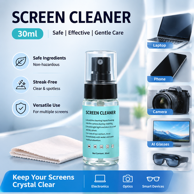 Nettoyant pour appareils électroniques sans traces 30 ml - 120 ml - avec chiffon pour moniteur de jeu, casque VR et lunettes intelligentes