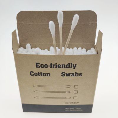 Écouvillon en bambou en bois jetable de bourgeons du coton 100pcs