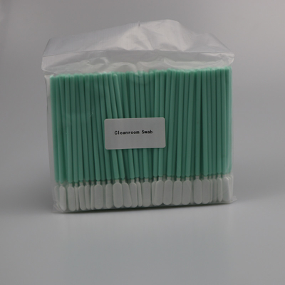 Écouvillons rigides de polyester de poignée de vert de tête de palette de Cleanroom avec la longueur de 102mm
