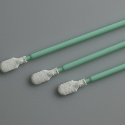 Écouvillons rigides de polyester de poignée de vert de tête de palette de Cleanroom avec la longueur de 102mm