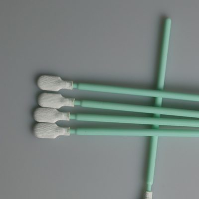 Écouvillons rigides de polyester de poignée de vert de tête de palette de Cleanroom avec la longueur de 102mm