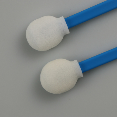 Bâton bleu d'écouvillons non pelucheux jetables principaux ronds d'éponge de lucette