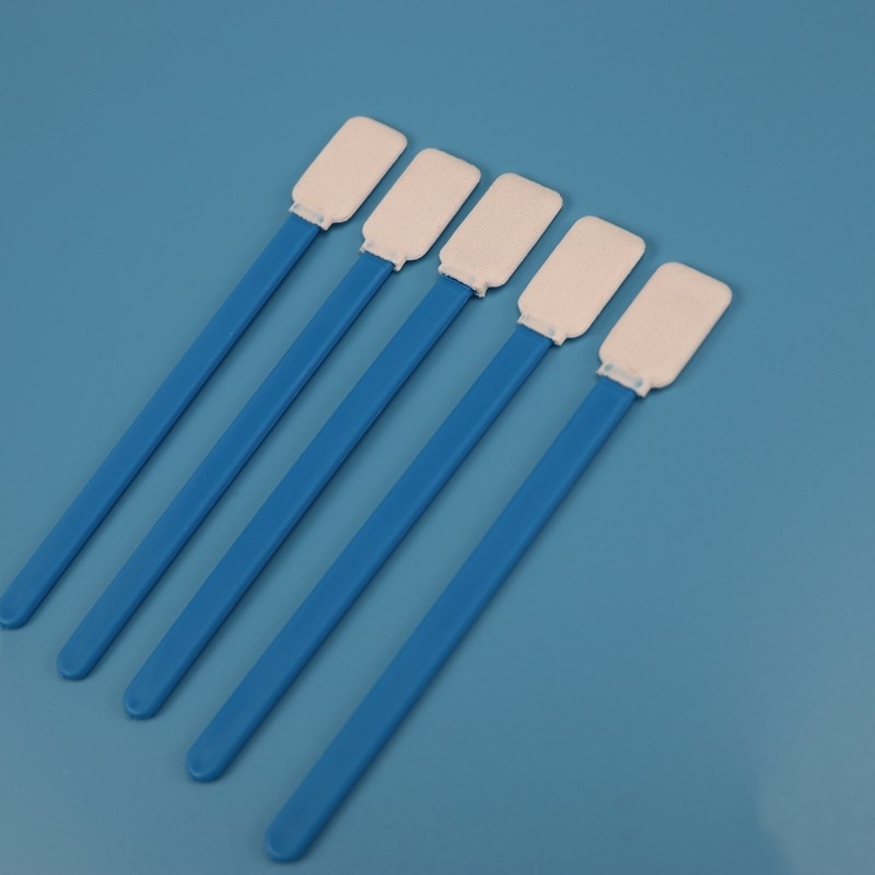 714 Lint Free Green Handle Flat Rectangle Microfiber Swab fournisseur pour le nettoyage des lentilles