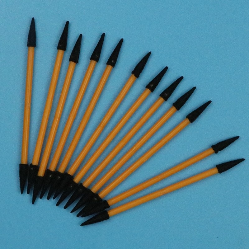 TX750 Lint Free Orange Handle Mini Sponge Stick Pointu à double extrémité Petit écouvillon en mousse de salle blanche pour un nettoyage détaillé