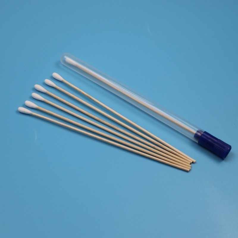 Un dispositif en bâton en bois, bout de coton, écouvillon oral, écouvillon stérile pour la collecte de spécimens, écouvillon avec tube VTM Kit