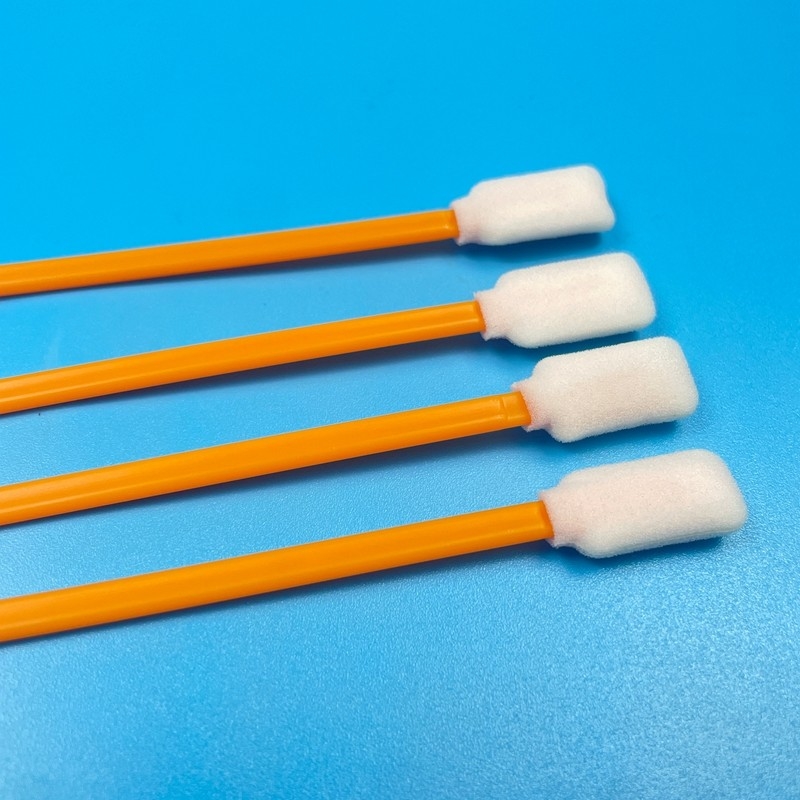 Tampons en mousse à manche durable 50 pièces 125 mm sans peluche Orange/Noir Tête éponge à manche pour le nettoyage des surfaces sensibles