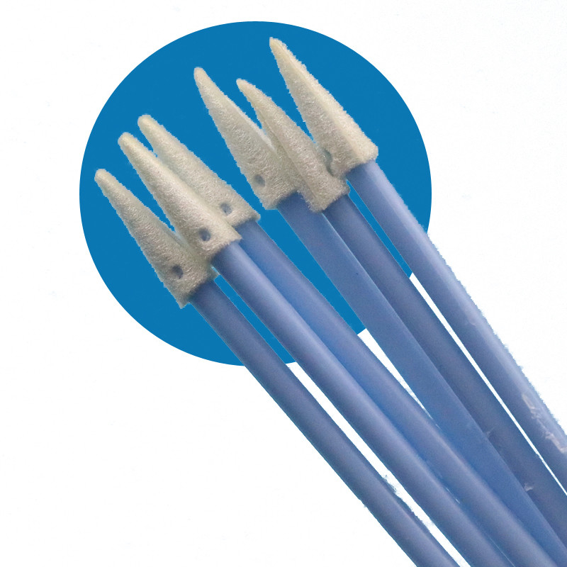 Manche bleue éponge pointue à double extrémité écouvillons détaillés écouvillons en mousse de nettoyage de précision pour salle blanche