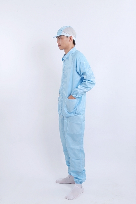 Collier anti-statique avec encoche sépare les haut de pantalon salle blanche approuvée pour les environnements contrôlés en blanc / bleu / rose / noir