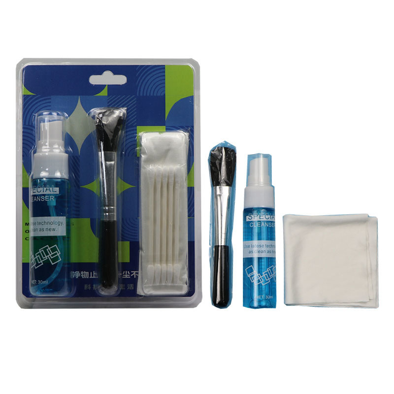 Lingettes de nettoyage en microfibre portables 4 en 1 pour écran, kit de nettoyage pour lentilles d'ordinateur portable avec solution