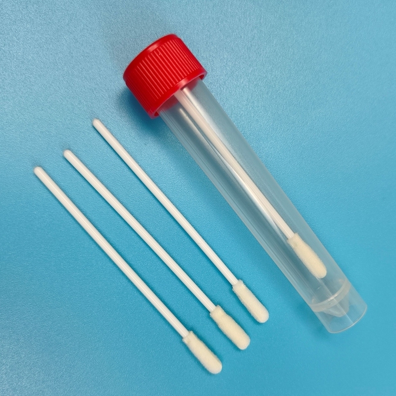 Tige PP 8cm, bout mousse rond, écouvillon de prélèvement de surface, écouvillon de collecte d'échantillons pour le contrôle environnemental, pour l'alimentaire