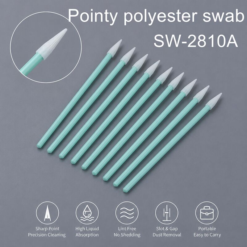 Swab en polyester à pointe acérée pour l'électronique Lentille optique PCB Nettoyage de la lacune du clavier Haute absorbance 75 mm