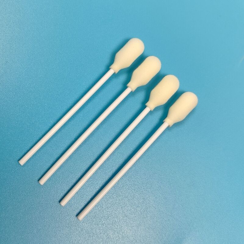 Couvercle en mousse à base de bâtonnet en PP blanc jetable Couvercle en mousse à base de bâtonnet en sponge de coton pour les tests médicaux