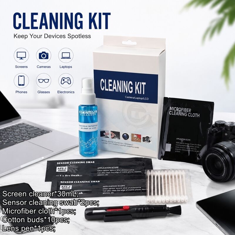Kit de nettoyage professionnel 5 en 1 pour l'objectif et le capteur de l'appareil photo