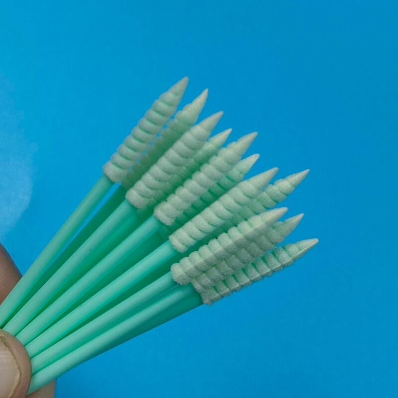 752 vert PP bâton non pelucheux écouvillon Mini spirale pointu éponge détaillant écouvillon nettoyage de précision mousse écouvillon pour salle blanche